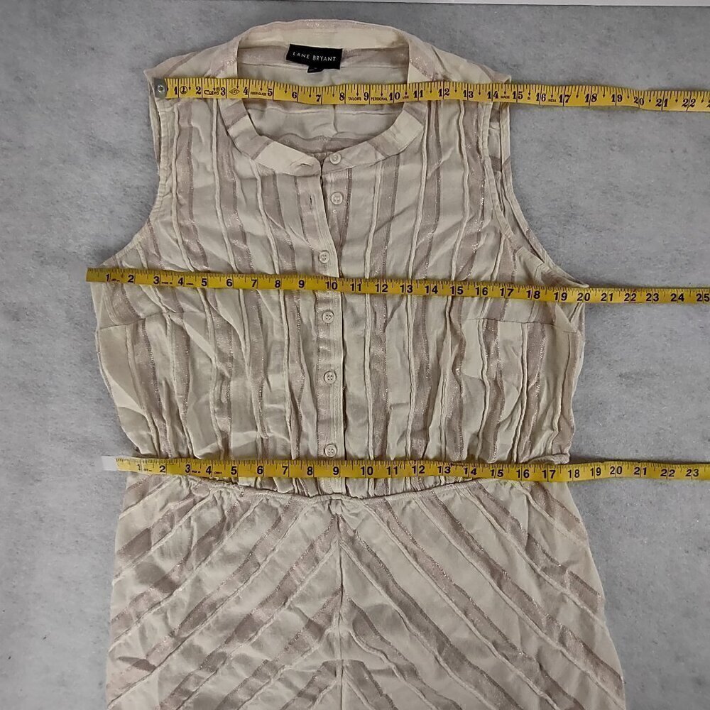 Lane Bryant Womens Cotton Blend Cream Pink Stripe Sleeveless Button Up Top Sz 16 - Picture 7 of 11